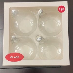 Hobby Lobby Clear Glass Holiday Ornaments - 4 Pack